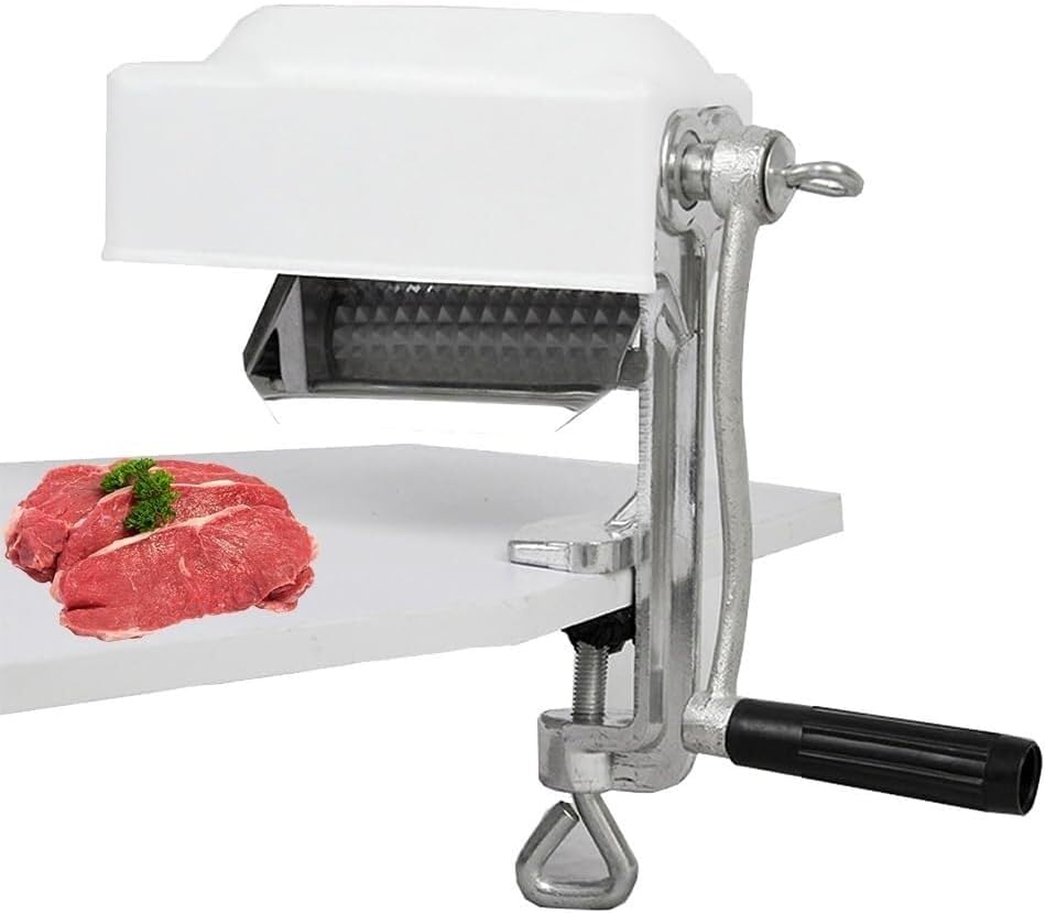 Manual Rolling Meat Tenderizer Machine, Hand Crank Meat Tenderizer Attachment, Commercial Aluminum Tenderizer Tool