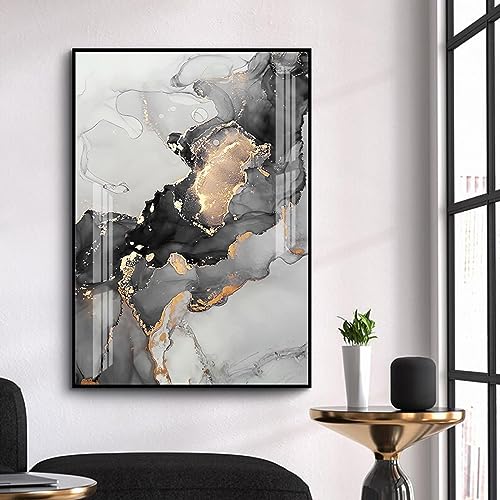 Affiches Mur Art Toile noir or marbre abstrait moderne salon triptyque 30x45cm - 4