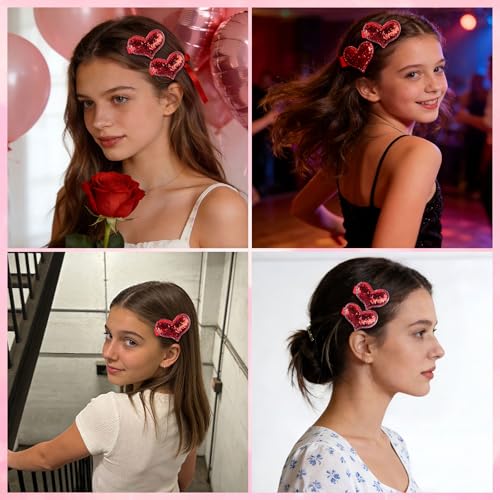 Red Heart Hair Clips accesorios para el cabello 2 pcs miniatura 5