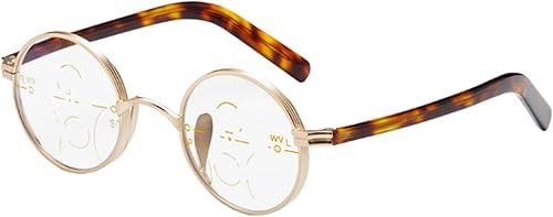 Multifocal Progresivo Retro Round Blue Light Blocking Reading Glasses for Men Women, Anti UV Computer Eyeglasses