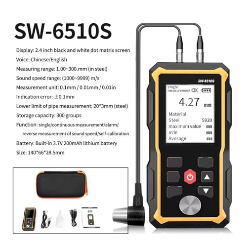 Medidor de espesor Paint Thickness Gauge SW-6510S para plástico, vidrio, cerámica, metal, acero inoxidable y tubería miniatura 3