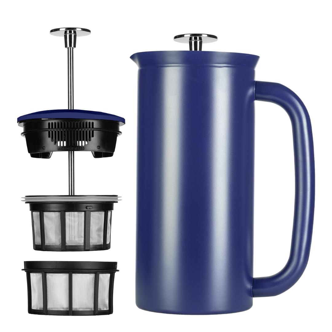 ESPRO P7 French Press - Double Walled Stainless Steel Insulated Coffee and Tea Maker (Aegean Blue, 32 Ounce)