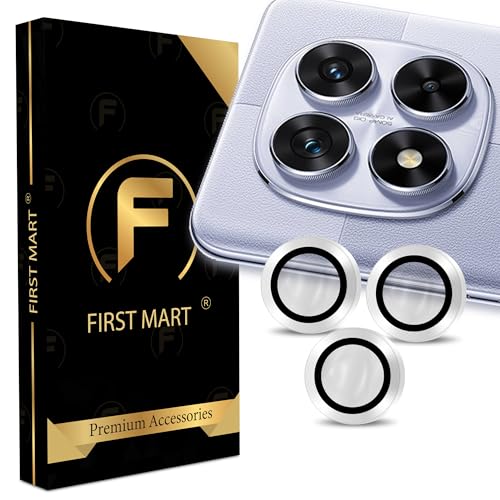Image of FIRST MART Camera Lens Protector for Redmi Note 14 Pro Tough HD Individual Aluminum Alloy Lens Ring Cover, Scratch Resistant, Thin Glass| Silver, 1 Pack