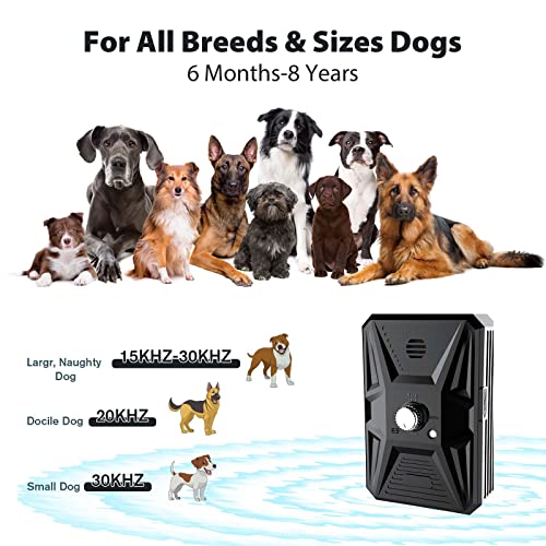Queenmew Anti Bell Gerät Hunde, 3 Modi Antibell Ultraschall Gerät, 33 Fuß Stopp Hundebell Gerät, IPX4 wasserdichtes Antibell für Hunde für das Training Großer Kleiner Hunde im Freien und Innenbereich