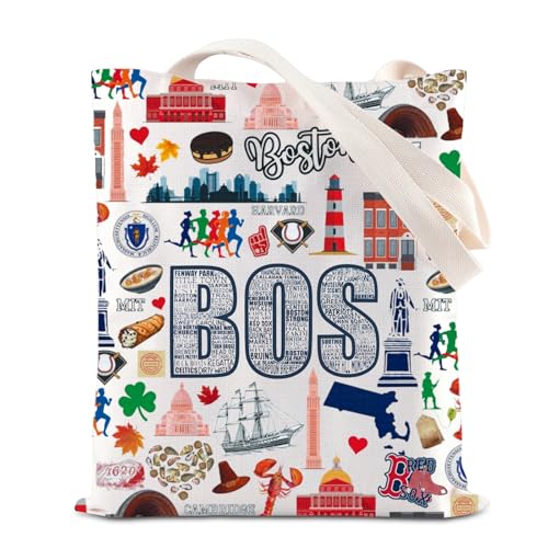FOTAP Boston Trip Tote Bag New England Souvenir Gift Boston Travel Handle Bag Massachusetts Gift Boston Housewarming Gift (Boston UK2)