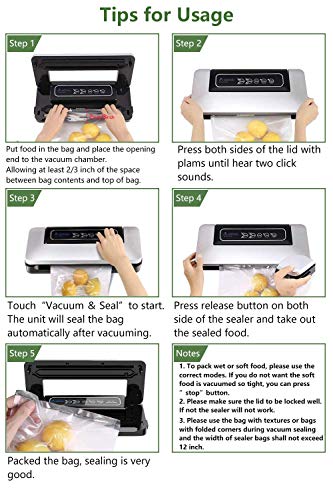 Machine Sous Vide Automatique,Aobosi Appareil de mise sous vide Machine de Scellage pour Aliments,Viandes,Légumes, Fruits(avec 1 rouleau de film sous vide et tuyau pour conteneur de nourriture)