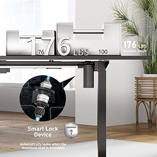 Ezeefonk Electric Adjustable Standing Desk Frame Ergonomic Stand Up Desk Base For 43 ” To 78.5 ” Desk Tops Ergonomic Workstation Legs With Memory Controller Rising Desk Black (Frame Only) #TOP2