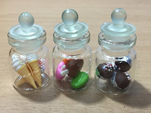 Miniature nourriture dollhouse : bouteille en verre de mini gâteaux et bonbons mignons #Mf055