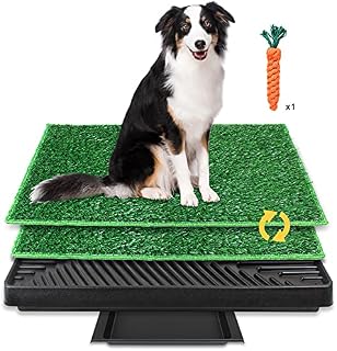 BRIAN & DANY Dog Toilet Puppy Pee Training Pad, with Two Artificial Grass Mats and Waste Tray for Indoor/Outdoor, 63cm x 51cm