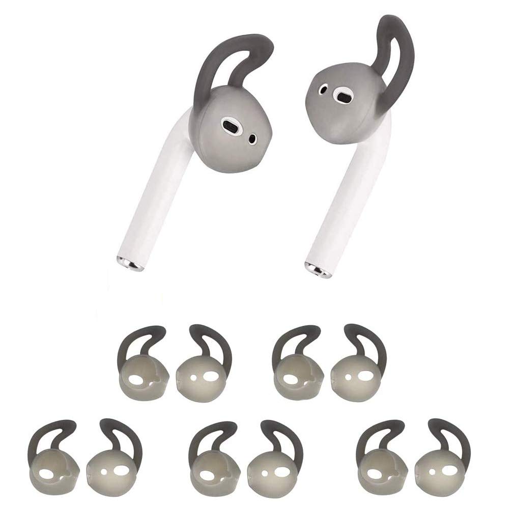 OneCut 5 Pairs Silicone Ear Tips Compatible for AirPods 1&2,Silicone Soft Anti-Slip Sport Earbud Tips, Anti-Drop Ear Hook Gel Headphones Earphones Protective Accessories Tips (Gray)