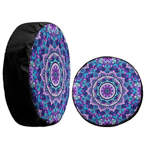 Image of Bohemian Style Mandala Print Spare Tire Cover Dust-Proof Wheel Tire Cover Fit Trailer, RV, SUV and Many Vehicle 13inch