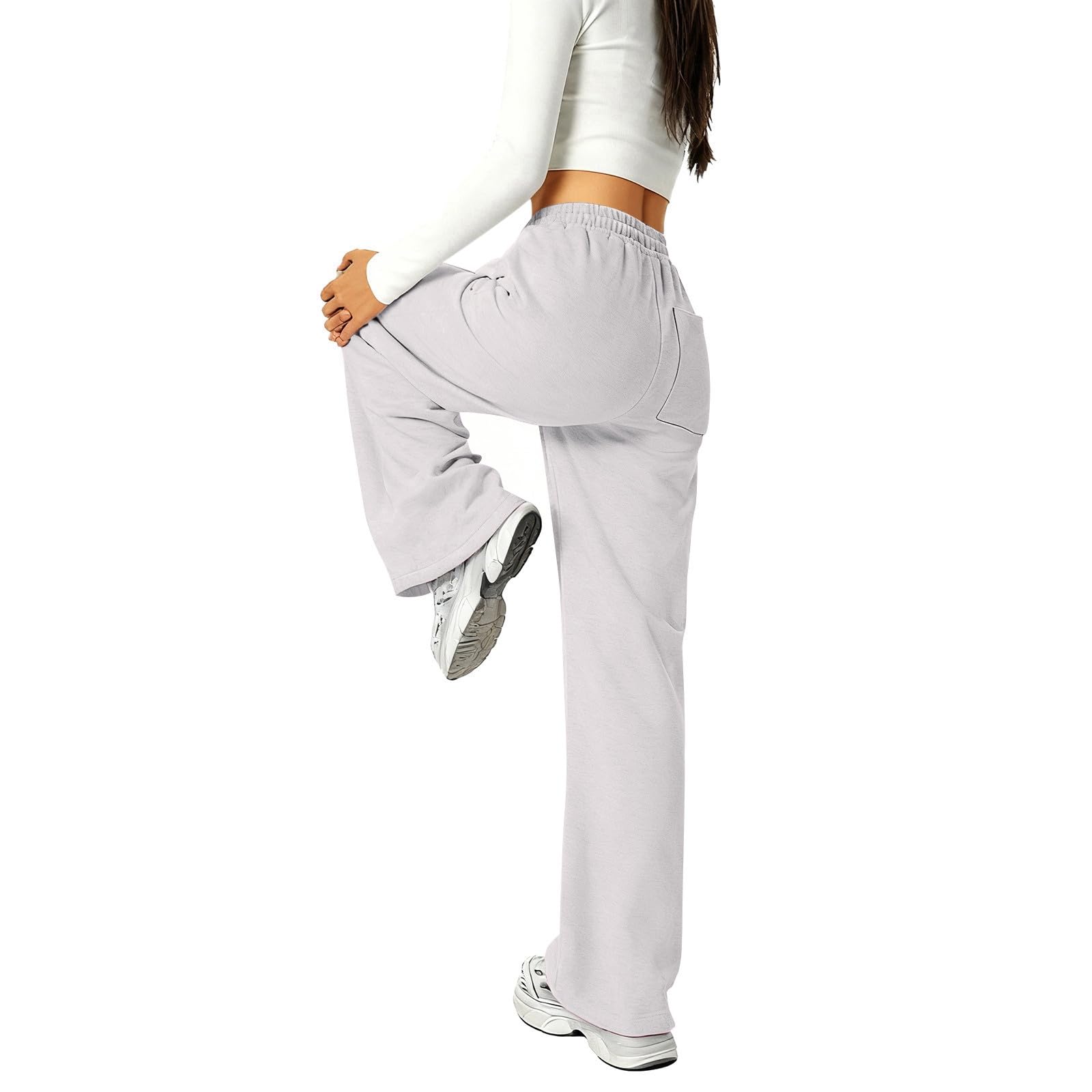 Generisch Pantaloni da jogging da bambina con vestibilità larga, fiocco sulla tasca posteriore, gamba dritta, casual, per bambini, adolescenti, comodi outfit da gioco