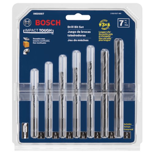 Bosch Imd5007 7-Piece Hex Shank Impact Tough Drill Bit Set, Black Oxide #TOP1