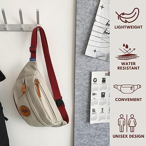Image of Tressential Waist Bag for Men Women | Cross Body Fanny Pack for Hiking, Travel, Camping, Outdoor Sports, Cycling | Money Belt with Adjustable Strap (White)