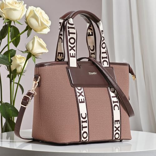 Image of EXOTIC Women's Canvas Handbag with Detachable Sling Strap | Stylish Tote for Work & Everyday Use