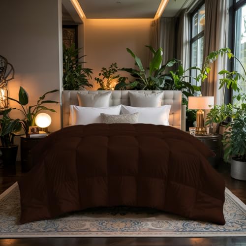 Image of Earthlycozy 300GSM Premium Comforter - Hypoallergenic, Breathable, Reversible, Lightweight, All-Season, AC Friendly and Machine Washable (Chocolate Brown, Double)