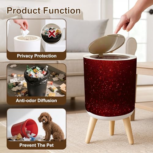 Caneca de basura pequeña con tapa y patas 7L color burdeos miniatura 6