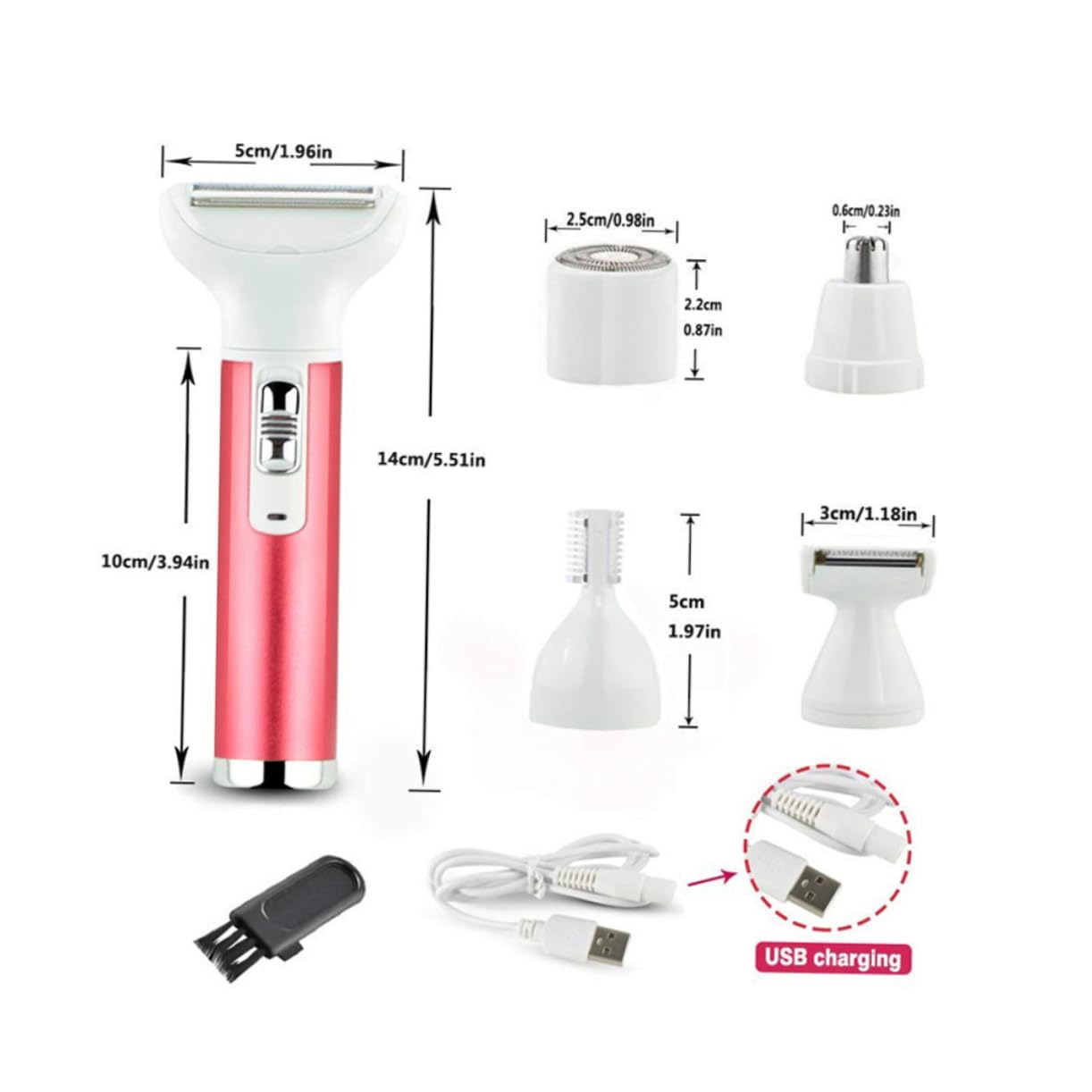 FRCOLOR Shaver Set 5-in-1 Trimmer Facial Hair Remover Eyebrow Trimmer Travel-Safe Rechargeable