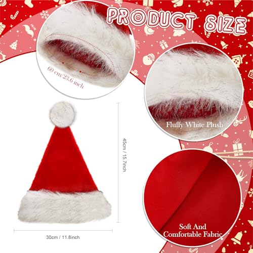 Image of Vicenpal 20 Pcs Santa Hats Bulk for Adults, Red White Black, Classic