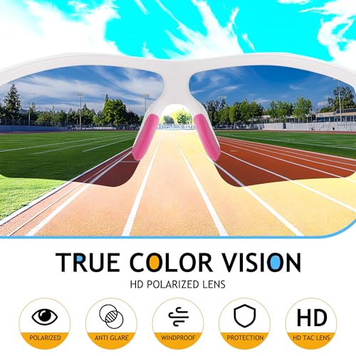 Image of FEISEDY Kids Polarized Sports Sunglasses, TR90 UV400 Baseball Cycling | LightWeight Wrap-Around for Boys Girls, TAC Polarized Lens blocks 100% UVA /UVB, Baseball /Softball /Cycling /Running B2454