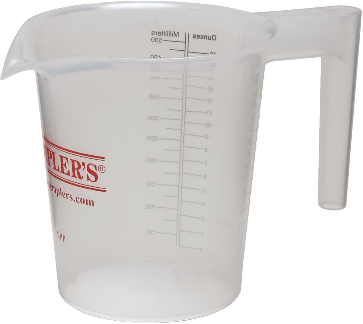 Gemplers High Density 100% Virgin Polypropylene Pitcher, 1 Pint – Top Durability and Chemical Resistance Measuring Cup in Ounce and Milliliter with Wide Tapered Pouring Spout and Open Handle