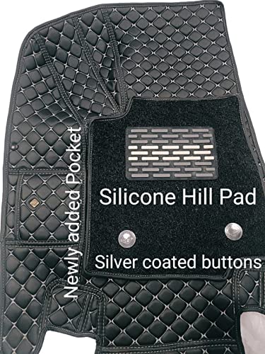 Image of Scorpio N 2022 7D Prime Mats with Boot Mats (Black with Silver) +Free Scorpio N Car TPU Key Cover Worth Rs.390