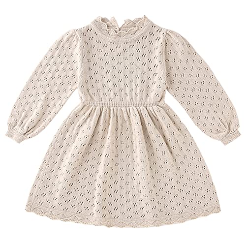 IBTOM CASTLE Baby Girls Ribbed Knit Sweater Dress Kids Ruffle Long Sleeve Casual Christmas Playwear