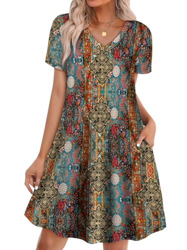 WIHOLL Boho Dress Womens Casual Tshirts Dresses with...