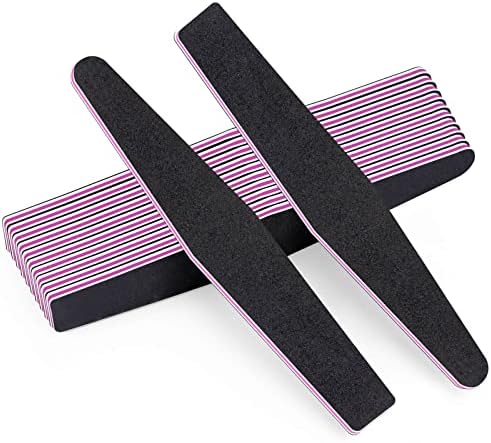 12pcs Nail File,100/180 Grit Double Sided Nail Files, Jumbo Size Nail Files and Buffers for Acrylic Nails Natural Nails, Professional Manicure Tools for Home and Salon