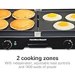 Hamilton Beach 3-in-1 Electric Indoor Grill + Griddle, 8-Serving, Reversible Nonstick Plates, 2 Cooking Zones with Adjustable Temperature (38546), Black - Image 4