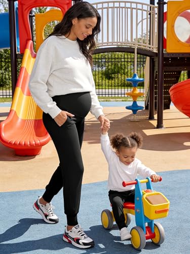 Image of fitglam Women's Maternity Pants Over Belly Lounge Pajamas Clothes Pregnancy Must Haves Joggers with Pockets