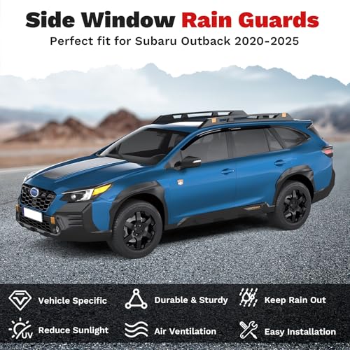 Image of Canvcle Window Visors Rain Guards for 2020-2025 Subaru Outback Premium Limited Touring Accessories, Outside-Mount Tape-On Side Window Wind Deflectors Vent Visors Shades Rainproof Black 4PCS