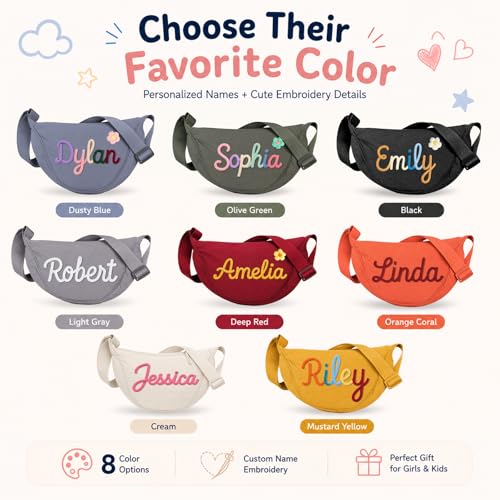Image of Dyoart Personalized Girls Sling Bag with Name, Custom Handmade Yarn Name Crossbody Purse, Fanny Pack Gifts for Girl & Boy