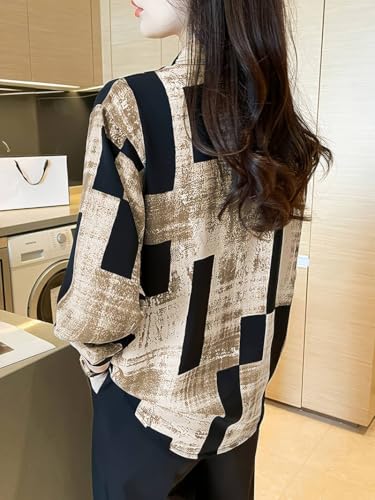 Image of TADKEE Women's V Collared Casual Stylish Long Sleeve Oversized Fit Shirt