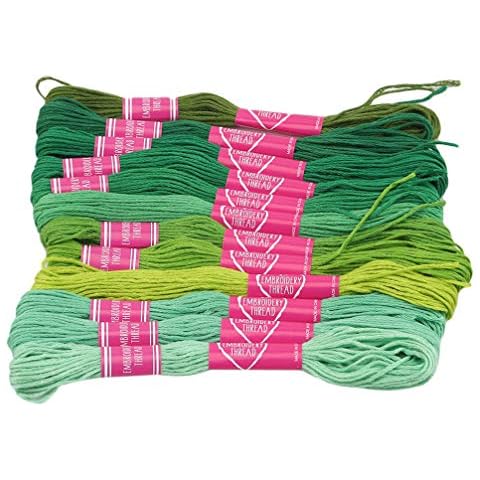 Toporchid Embroidery Threads Gradient Color Embroidery Floss Cross Stitch Threads Floss Craft Floss Embroidery Art(Green) Cover