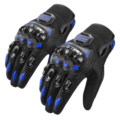 GHKLNY Gants de moto - Gants anti-chute à écran tactile à doigts complets pour VTT, gants de motocross à protection complète des phalanges pour course sur...