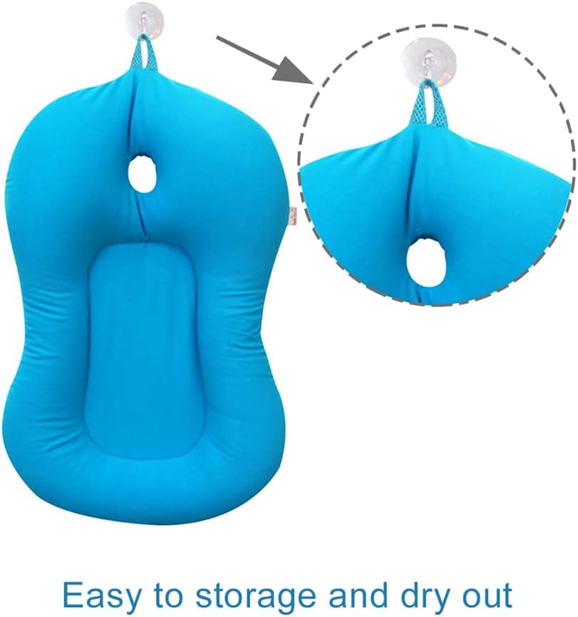 KAKIBLIN Baby Bath Mat, Baby Bath Cushion Soft Anti-Slip Bath Pad 0-6 Month Infant Bath Pillow, Blue