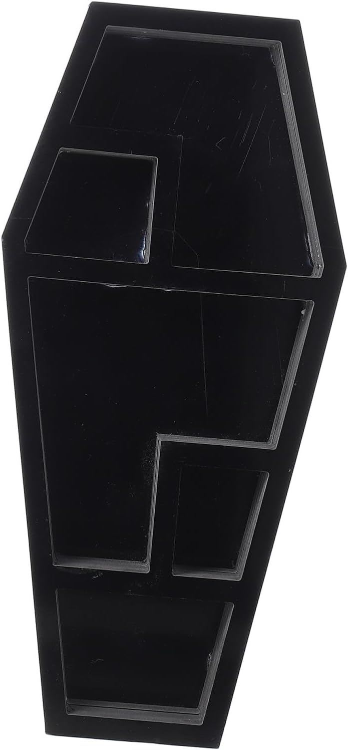 Creative Gothic Coffin Storage Rack Unique Sundries Organizer for Home Decor Eerie Halloween Display Shelf for Makeup and Collectibles Coffin Design
