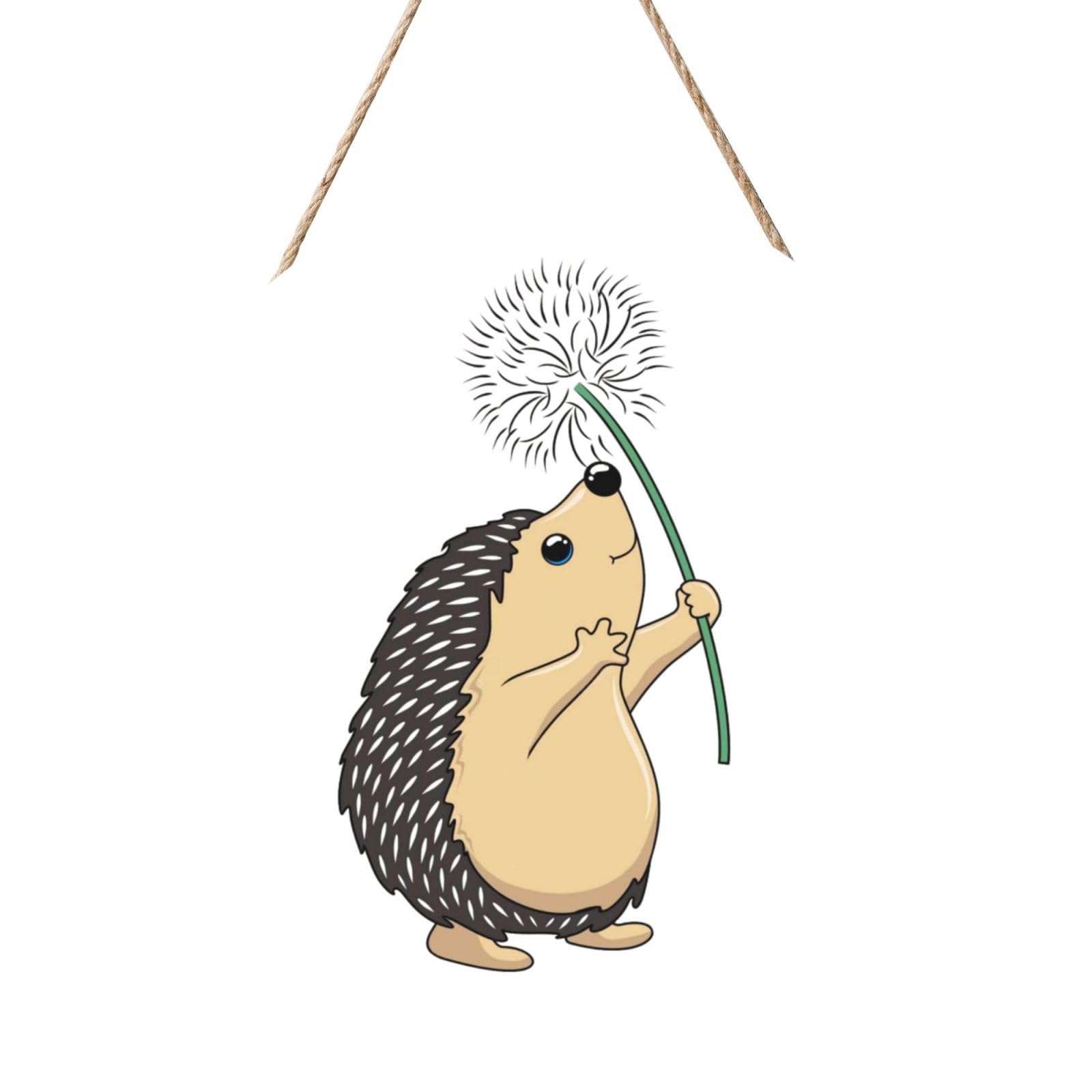InOmak Hedgehog Animal, Round Wood Panel Painting 12 in, Wall Hanging Painting For Home