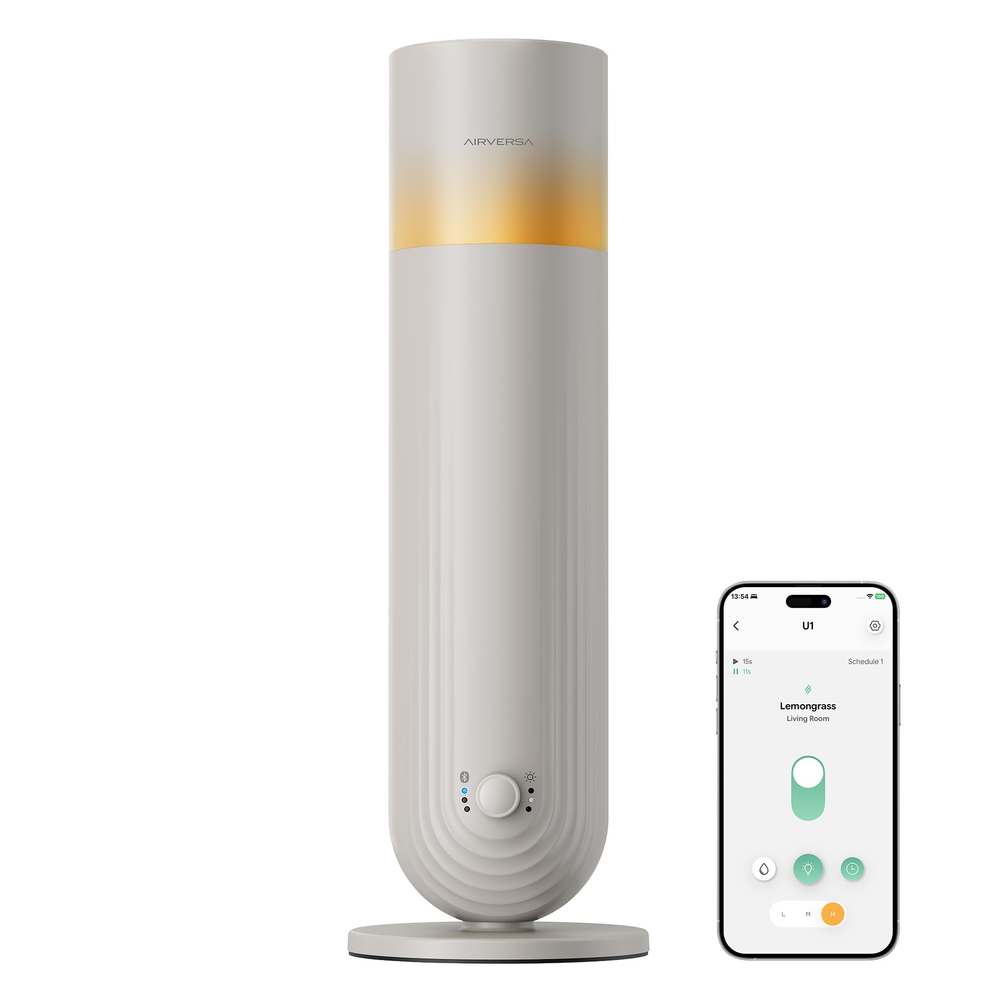 Airversa U1 Smart Tower Waterless Essential Oil Diffuser, Beige Gray
