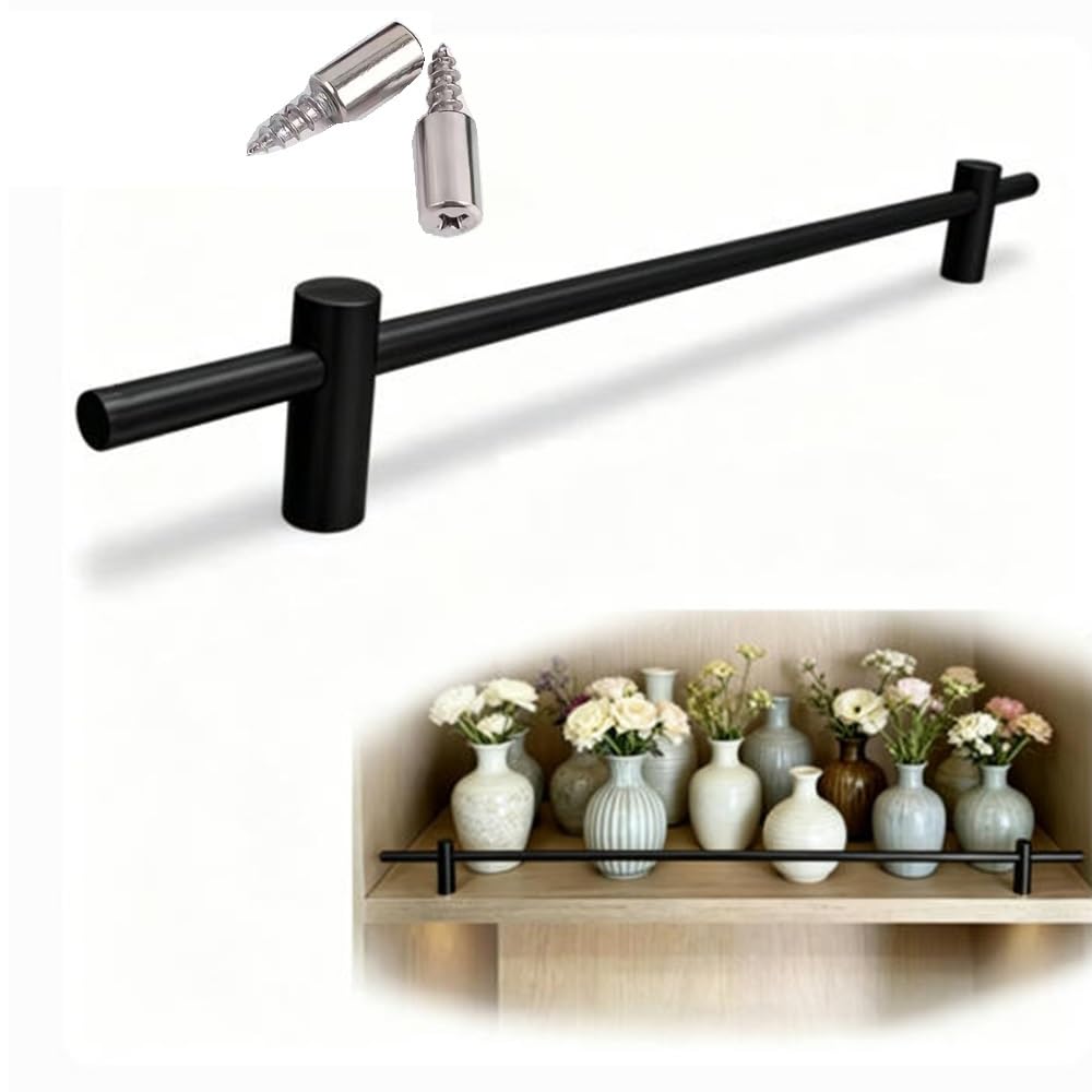 SVBVRFEEW Gallery Rails For Shelves Anti-Fall Guardrail Solid Aluminum Shelf Railing Set Bookshelves Tipping Rail 24 26 28 30 30in Decorative Fence Shelf Rail Custom(Black,29in/73.7cm)