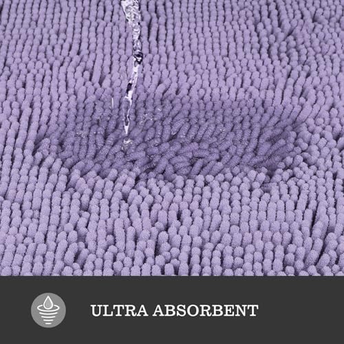 Yeaban Bathroom Runner Rug 24"x 60" – Thick Chenille Long Bath Mat | Absorbent and Washable Extra Large Bath Rug Non-Slip, Soft Runner Rug for Bathroom, Shower, Sink - (Lavender) by Yeaban - Image 4