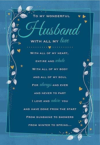 Heartfelt Wishes Sentimental Birthday Card Husband - Regal Publishing, Blue, 9 x 6 inches