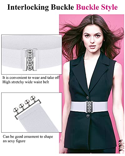 6 Pieces Elastic Belt Stretchy Belt Wide Waist Vintage Stretch Cinch with Buckle Belts for Women Girl2