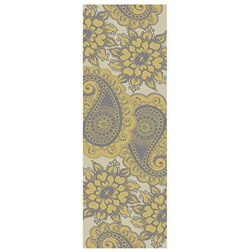 #DoYourYoga Esterilla de Yoga »Ravana« / La Esterilla de Yoga y de Gimnasia Ideal para Principiantes/Medidas: 183 x 61 x 0,4 / Cachemir Amarillo
