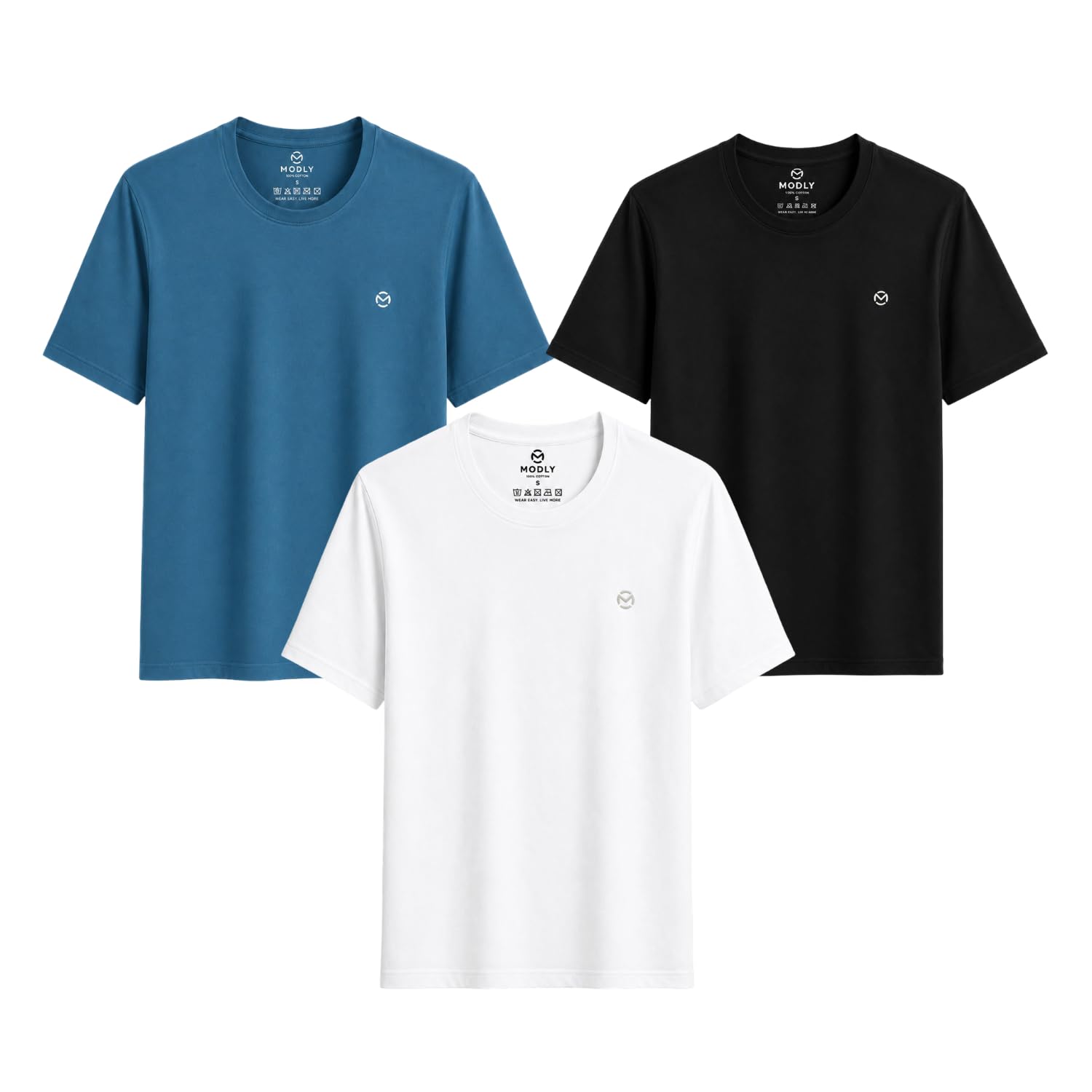 Men's 100% Combed Cotton T-Shirts Pack of 3 | Regular Fit | Crew Neck | Half Sleeve Solid Casual Tees | Soft, Breathable & Everyday Comfort-picture-10