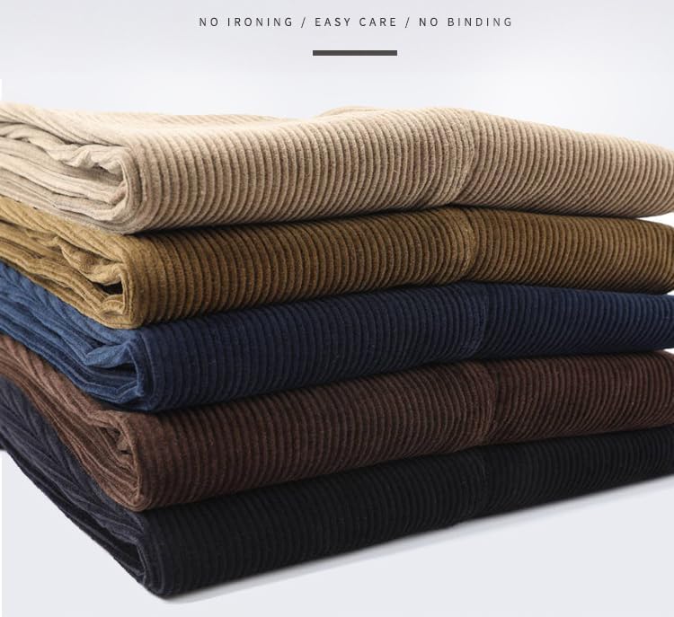 Men's Classic Fit Corduroy Dress Pants, High Waist Pleated - Image 7