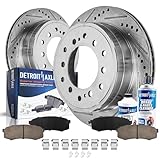 Detroit Axle - Rear Brake Kit for Toyota 4Runner FJ Cruiser Sequoia Lexus GX470 Drilled and Slotted Disc Brake Rotors Replacement Ceramic Brakes Pads