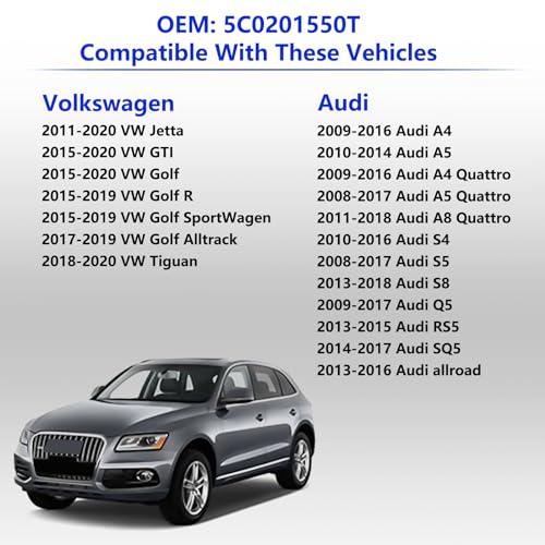 Image of Gas Cap Fuel Cap 5C0201550T for Volkswagen VW Jetta GTI Golf R SportWagen Alltrack Tiguan Audi A4 A5 A8 Quattro S4 S5 S8 Q5 RS5 SQ5 Allroad Fuel Tank Cap