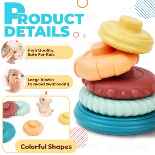 Image of Wembley Stacking Toys for Kids Baby Soft Colorful Activity 6 Rings with Unicorn Sensory Teething Toys for Toddler 0-3-6-12-18 Months Gifts for Newborn Boys Girls